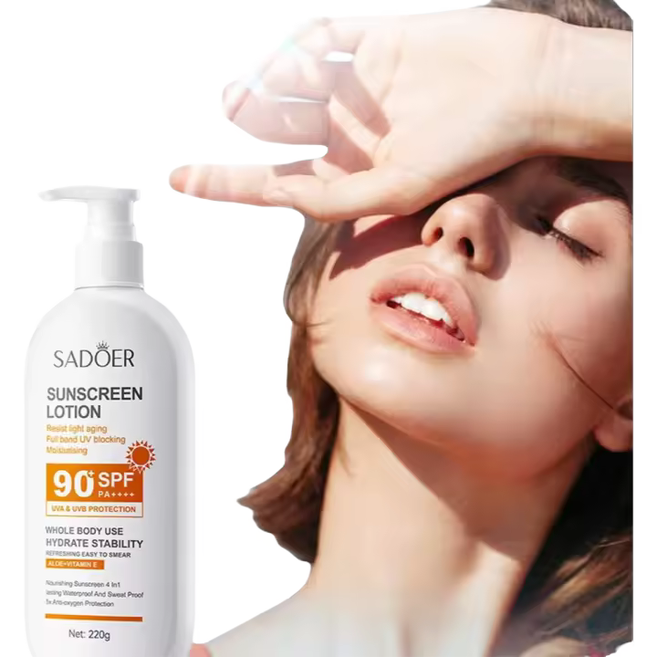 Crema solar con protección UV FPS 90+ para rostro y cuerpo, hidratante y blanqueadora - 1
