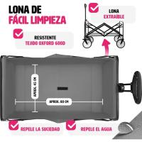 Carro Plegable para Jardín, Carro Transporte en Acero, Carrito Playa con Asa Telescópica, Carretilla Jardín con Lona Extraíble, Carro Camping Multiuso con Bolsa Transporte, Carga 80 kg, Negro - details 17