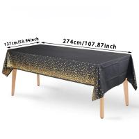 Mantel de 137x274cm Cubierta de Mesa de Puntos Negros Bronceados Ideal para Fiesta de Cumpleaños, Boda, Navidad - details 1