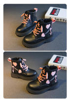 Botas de algodón informales para niñas, botines de PU británico, color rosa suave con cremallera lateral, a la moda, Otoño e Invierno - details 4