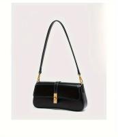 Bolso baguette elegante para mujer - Bolso bandolera desmontable elegante con cierre en tono dorado, marrón/negro, versátil para uso diario, accesorio elegante, artesanía de alta calidad - details 27
