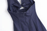 ZOCI- 2025 Mujer moda diseño abierto cuello colgante vestido Casual ajustado por debajo de la rodilla Vestidos largos Mujer - details 8
