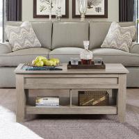 Mesa de Café de Madera Elevable Diseño Moderno para Sala Tamaño 104,5 x 49,5 x (49-61,5) cm Gris - details 1