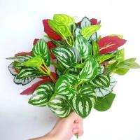 Nuevas 7 cabezas de plantas verdes artificiales 33cm plantas falsas simuladas hojas verdes de plástico decoración de boda - details 3