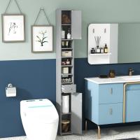 Armario Alto de Baño, Armario Delgado de Baño Alto con 2 Puertas, 1 Cajón y 5 Estantes (Blanco) - details 16