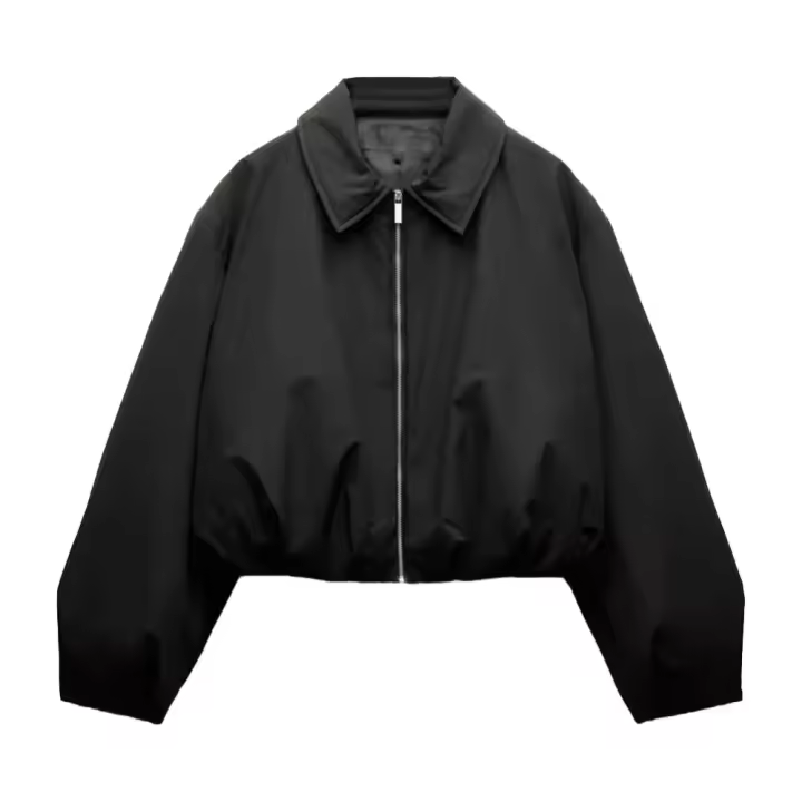 Chaqueta Bomber de algodón con solapa para mujer, cálida, corta, de manga larga, versátil y de alta calidad, nuevos productos de otoño e invierno, 2024 - 1