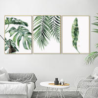 Póster de Plantas Estilo Escandinavo con Hojas Verdes Decoración Moderna para Sala de Estar Arte de Pared en Forma de Pintura Interior - details 1