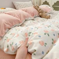 Conjunto de Cama Floral Retro Coreano Sábanas de Algodón Lavado 100%, Funda de Edredón Suave, Funda de Almohada - details 3