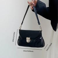 Bolso de hombro con textura de nube arrugada para mujer con correa ajustable y cierre metálico - Bolso cruzado versátil negro elegante para uso diario, 23x14x7cm, bolso cruzado lindo, bolso informal, accesorio elegante, detalles elegantes - details 8