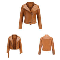 Abrigo corto de motociclista de piel sintética para mujer, chaqueta de manga larga con cremallera, ropa de otoño - details 48