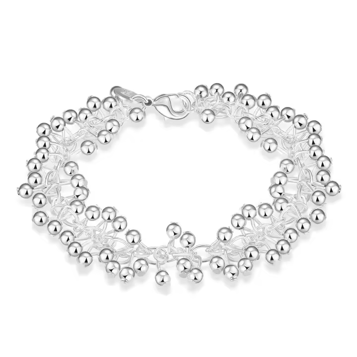 925 Sterling Silver Smooth Grapes Beads Bracelets For Women Jewelry - 1