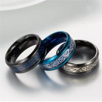 Anillo Vikingo Punk de Acero Inoxidable Anillo de Dragón Celta con Incrustaciones de Fibra de Carbono Azul Joyería de Boda para Hombres Tamaño 7-11 - details 0