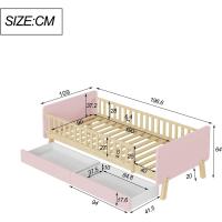 Cama infantil con 2 cajones, cama individual de madera maciza con somier (90 x 190 cm (blanco) - details 10