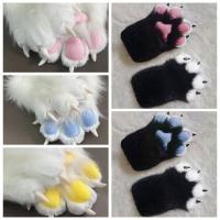 Guantes de disfraz de Cosplay de dibujos animados, traje de Fursuit Kigurumi, guantes de pata de gato de peluche, accesorios de Cosplay peludos gruesos, regalos - details 1