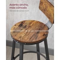 Taburetes de Bar Altos con Resalón Juego de 2, Acero, Montaje Fácil, Industrial, Marrón Rústico y Negro LBC026B01V1 - details 5