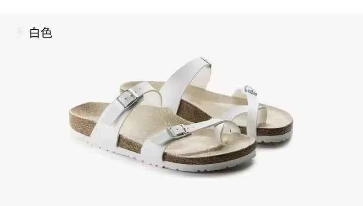 Sandalias de corcho con punta de clip Birkken de piel de vaca para hombre y mujer, zapatillas informales, uso exterior diario para verano - 1