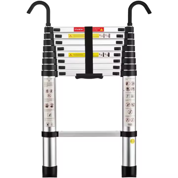 Escalera telescópica de aluminio de 2,6 m, plegable, reposabrazos extraíble, multifunción portátil plegable extensible, carga máxima de 150 kg - 1