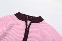 BUNO-Conjunto de 2 piezas para mujer con diseño de Patchwork Nibber, Chaqueta de punto de otoño, nueva tendencia, Chaqueta de punto corto con cremallera, pantalón corto grueso, ropa informal y sencilla - details 14