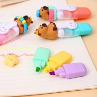 Capybara-rotuladores fluorescentes de dibujos animados, subrayadores de colores Pastel, Macaron, papelería bonita, 6 unidades por juego - details 5