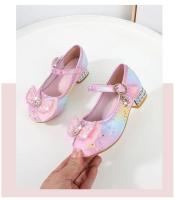 Zapatos de cuero con purpurina para niños, zapatos de princesa arcoíris para niñas, fiesta de boda, lentejuelas, lazo, tacones altos, zapatos individuales - details 5