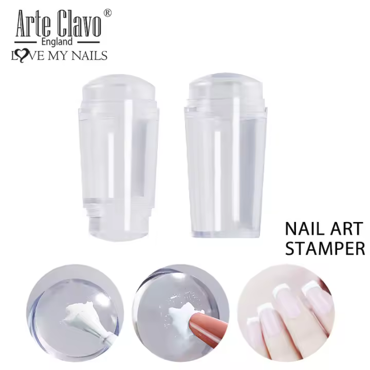 Arte Clavo Set de Artículos de Uñas Pure Clear Jelly con Raspador y Estampa de Uñas Individual o Doble para Manicura Francesa Herramienta de Plantillas de Uñas - 1