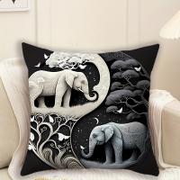 Funda De Felpa Corta Con Estilo Elefante, Decoración Temática De Cojín Cuadrado, Almohada, 1 unidad - details 3