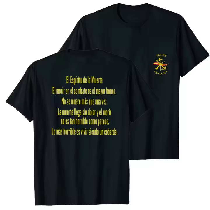 Camiseta de Verano Casual para Hombres Espiritu de la Muerte Inscripciones de Legión Española - 1