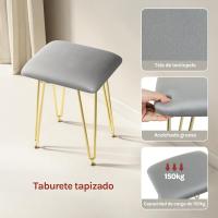 Mesa de Maquillaje Redonda con 3 Cajones Juego de Mesa Tocadora con Taburete - details 24