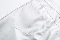 Pantalones de cuero Pu plateados para mujer, Pantalones rectos delgados con cremallera de cintura alta, moda - details 9
