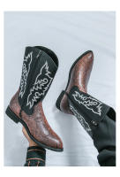 Botas vaqueras occidentales vintage bordadas altas clásicas Botas largas de moda para caballero - details 9
