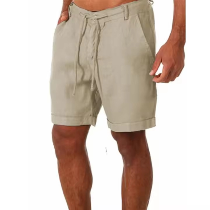 Novedad de verano, pantalones cortos de lino y algodón para hombre, pantalones cortos deportivos informales ligeros y transpirables de color sólido, ropa de calle de moda para Fitness - 1