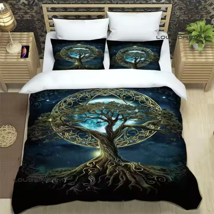 Exquisito Conjunto de Cama de Árbol de la Vida Impreso Material de Poliéster - 1