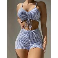 2025 Bikini traje de baño con cordón mujeres pantalones cortos de cintura alta traje de baño femenino acolchado traje de baño natación ropa de playa verano - details 22