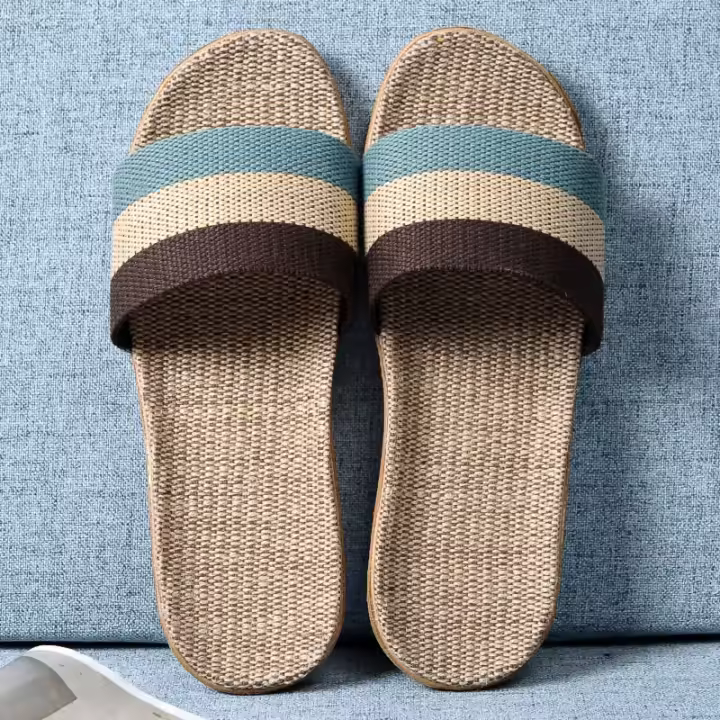 Zapatillas de Moda para el Hogar Chanclas de Lino para Hombres Sandalias de Playa - 1