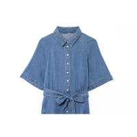 Vestido vaquero largo BUNO para mujer, primavera 2025, nuevo estilo elegante, cintura con correa, cuello camisero, trompeta. - details 3