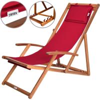 Plegable Madera de Acacia Carga 160KG Silla Jardín Playa Transpirable Ajustable Rojo - details 8