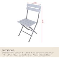 Set 2 Sillas De Exterior, Sillas Plegables, Acero Plástico, Gris Claro, Ahorro De Espacio, para Balcón Camping - Dimensiones AxANxFON: 78 x 37 x 45 cm - Art - details 3