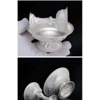 Tibetano S999 Plata Cloionn é Protector Copa Nepal Tallado a mano Ocho Aupiciou Buda delante del agua Houehold - details 5