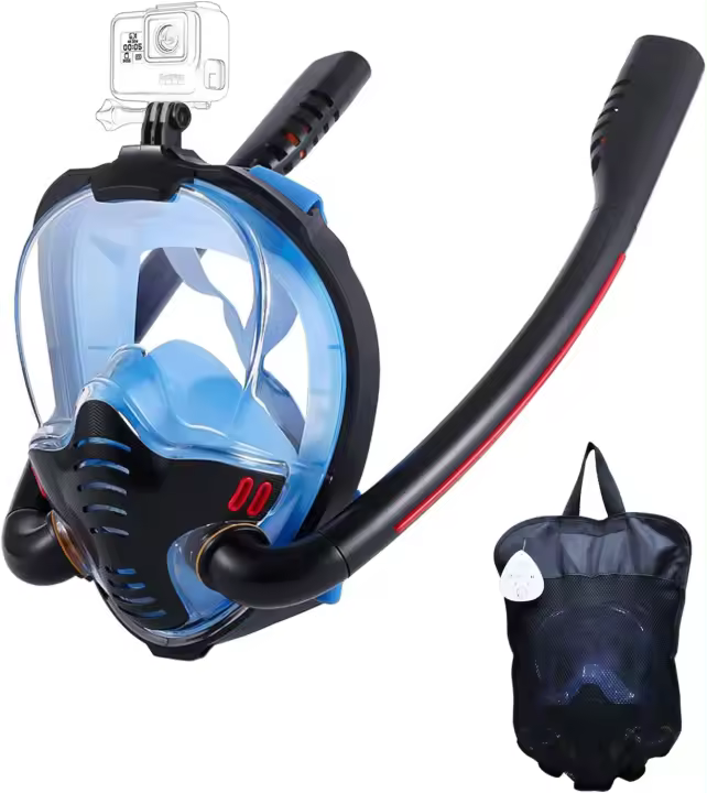 Máscara de Buceo BOPORO con Doble Tubo de Silicona Secado Rápido Máscara de Natación para Adultos Gafas de Buceo Autónomas para Respirar por Inmersión - 1