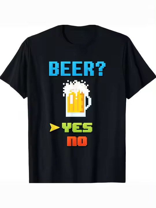 Cerveza Sí, NoFunny Video Game Edition Alcohol Camiseta Regalo para papá Cuello redondo suave y cómodo Manga corta - 230 g - 1