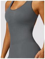 Traje de Yoga sin Costuras Bodysuit de Exercicio Adelgazante Material de Nylon Patrón Sólido - details 20