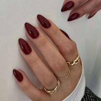 Uñas postizas artificiales portátiles de acrílico desmontable, juego completo, hermosas cerezas, almendras francesas, 24 piezas - details 13