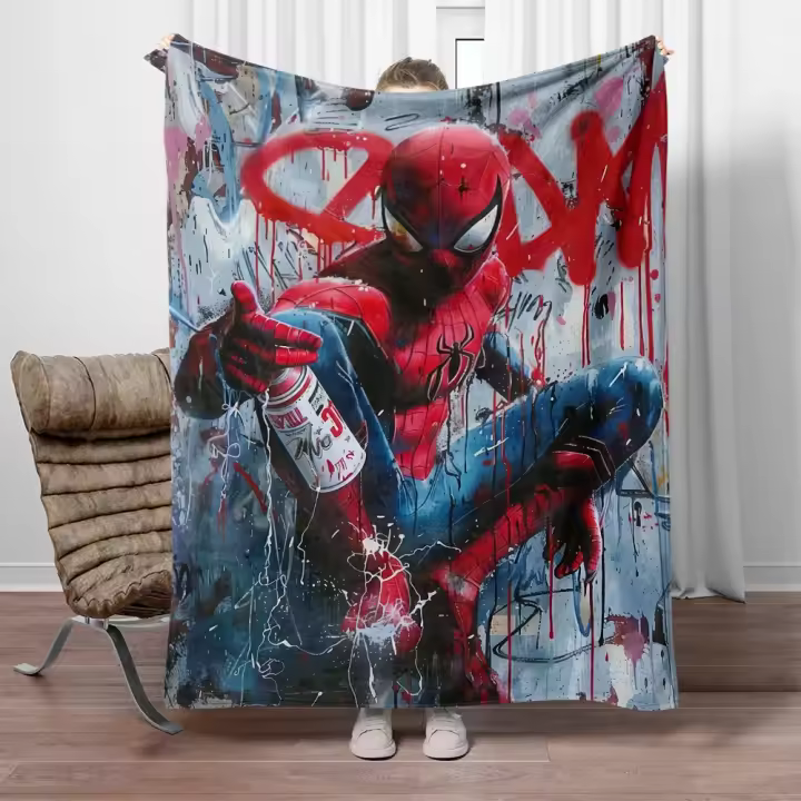 Manta con estampado HD de Spider Man, manta de franela ligera para cama, viajes, camping, sala de estar, oficina, sofá, silla - 1