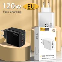 Cargador Rápido 120W,5-Puertos QC3.0+4PD Compatible con iPhone 15,Xiaomi,Samsung,Huawei,Cargador Multi-Puerto Dual USB+Dual Tipo-c - details 0