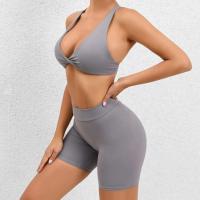 Conjunto de pantalones cortos cruzados sin espalda para mujer, ropa deportiva de 2 piezas, ropa de entrenamiento PIESS, ropa deportiva - details 3