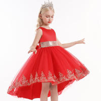 Vestido de niña elegante y moderno para princesa, con cola de malla y flores, ideal para presentaciones de piano. - details 25