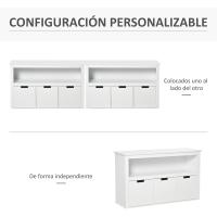 3 Cajones Extraíbles Estantes Abiertos Libros Juguetes Auxiliar Almacenamiento Dormitorio 102x33x615 cm Blanco - details 4