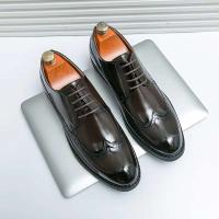 Producto más vendido 2025, zapatos de vestir de oficina de cuero genuino para hombre, estilo clásico italiano de lujo, Oxford - details 1