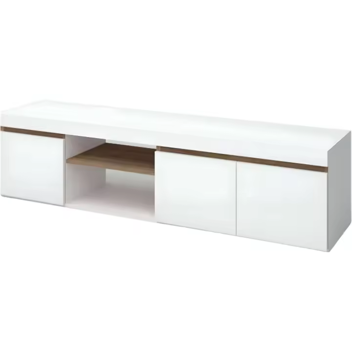 Mesa de TV, Blanco Mate y Natural, Mediana - 1