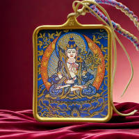Colgante de titanio stl pur pintado a mano Ocho grandes guardianes de Npal Xizang Thangka ncklac Gawu caja color dorado dos no - details 1